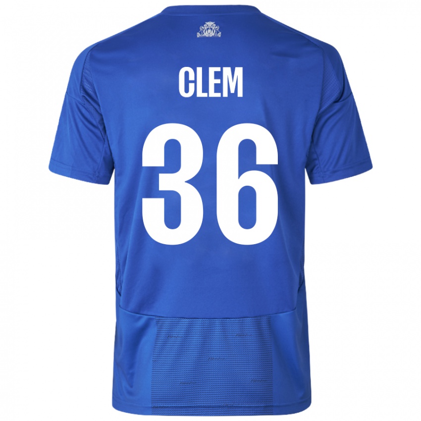 Mujer Camiseta William Clem #36 Blanco Azul 2ª Equipación 2024/25 La Camisa